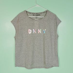 DKNY athletic Gray t-shirt with metallic letters
